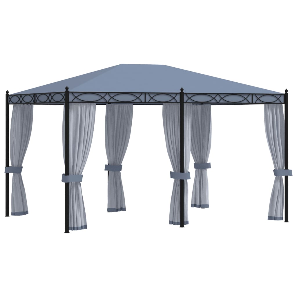 Pavillon mit Mückennetze 3x4 m Anthrazit Stahl - Pazzar.ch
