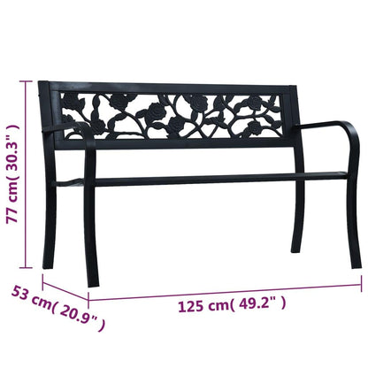 Gartenbank 125 cm Schwarz Stahl - Pazzar.ch