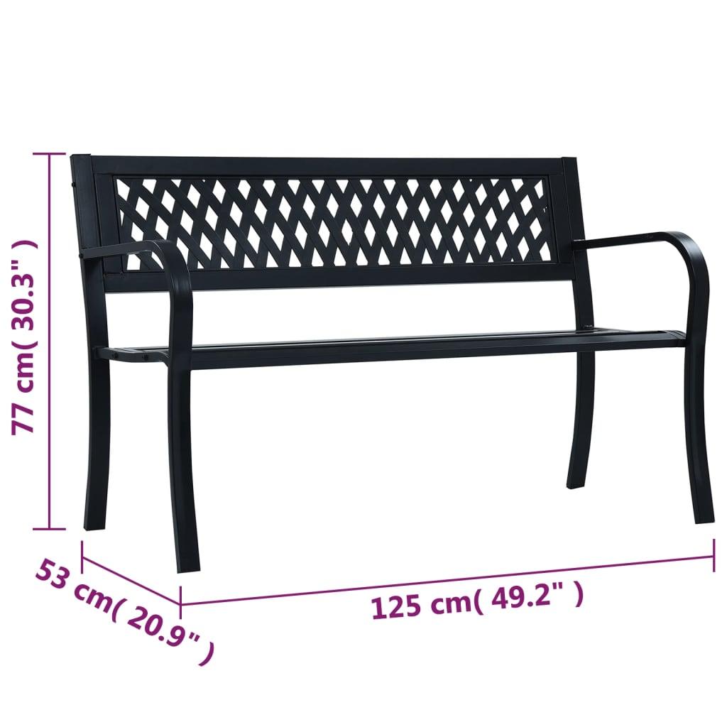 Gartenbank 125 cm Schwarz Stahl - Pazzar.ch
