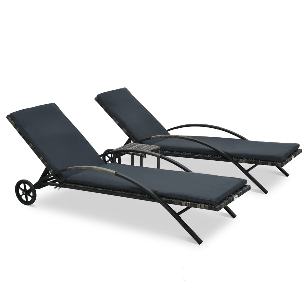 Sonnenliegen mit Tisch Poly Rattan Anthrazit - Pazzar.ch
