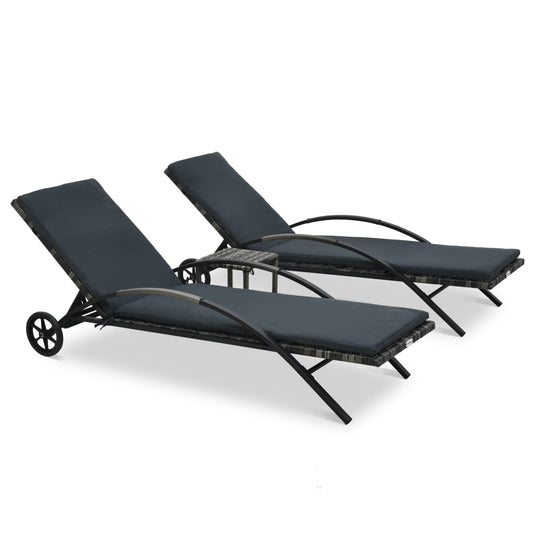 Sonnenliegen mit Tisch Poly Rattan Anthrazit - Pazzar.ch