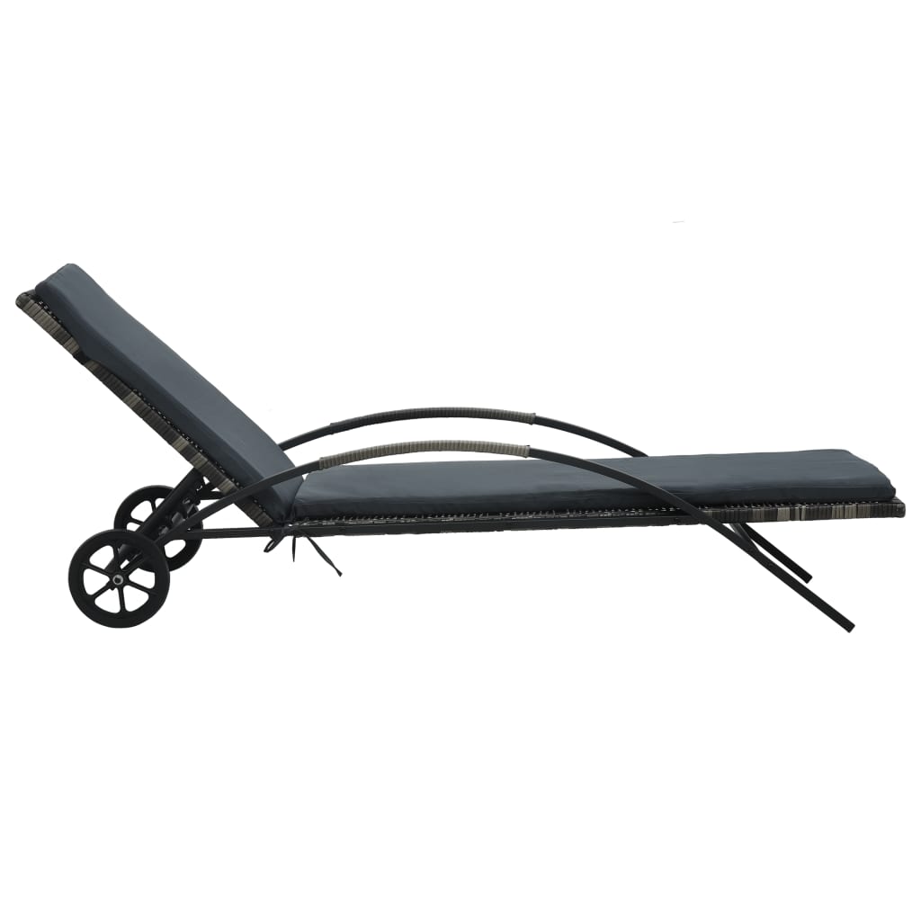 Sonnenliegen mit Tisch Poly Rattan Anthrazit - Pazzar.ch