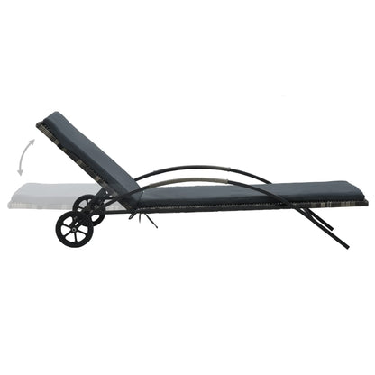 Sonnenliegen mit Tisch Poly Rattan Anthrazit - Pazzar.ch