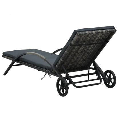 Sonnenliegen mit Tisch Poly Rattan Anthrazit - Pazzar.ch