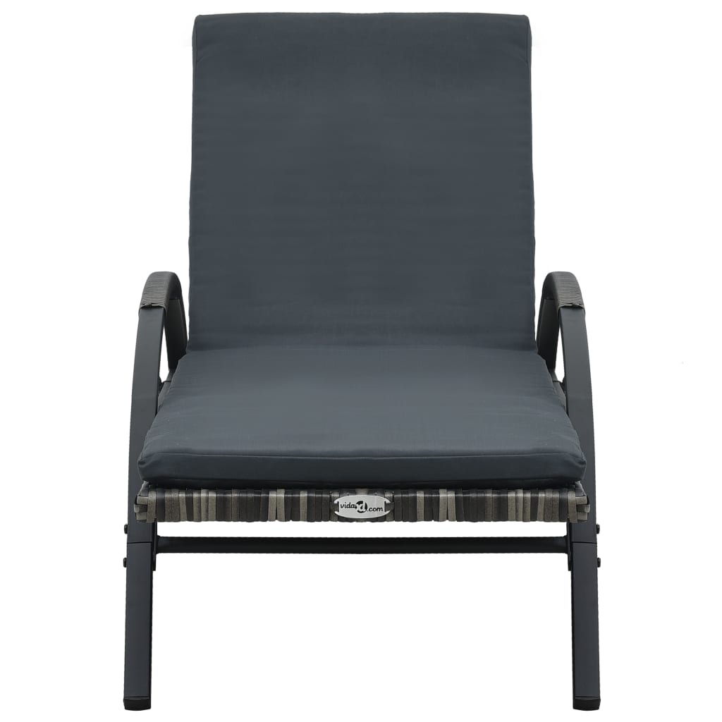 Sonnenliegen mit Tisch Poly Rattan Anthrazit - Pazzar.ch