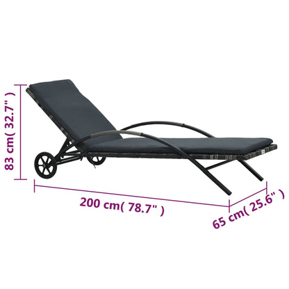 Sonnenliegen mit Tisch Poly Rattan Anthrazit - Pazzar.ch