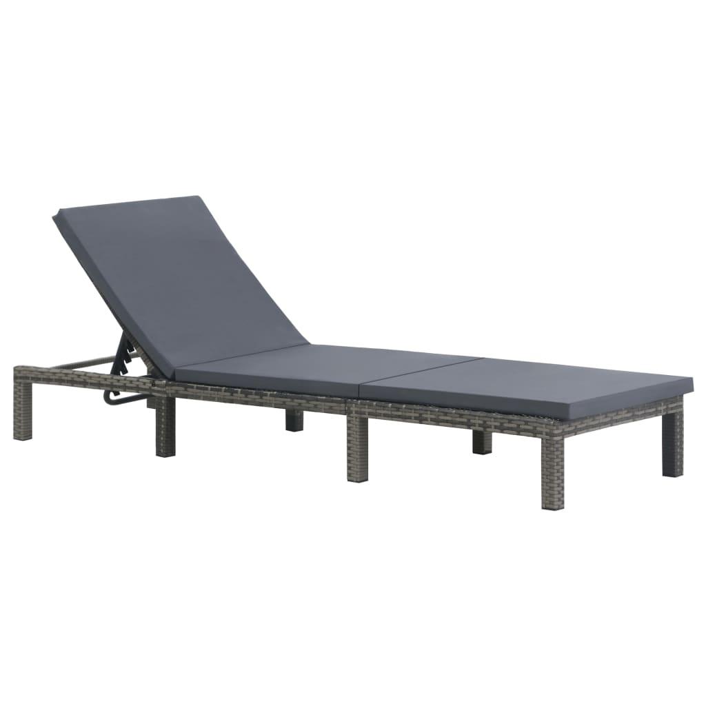 Sonnenliege mit Auflage Poly Rattan Anthrazit - Pazzar.ch