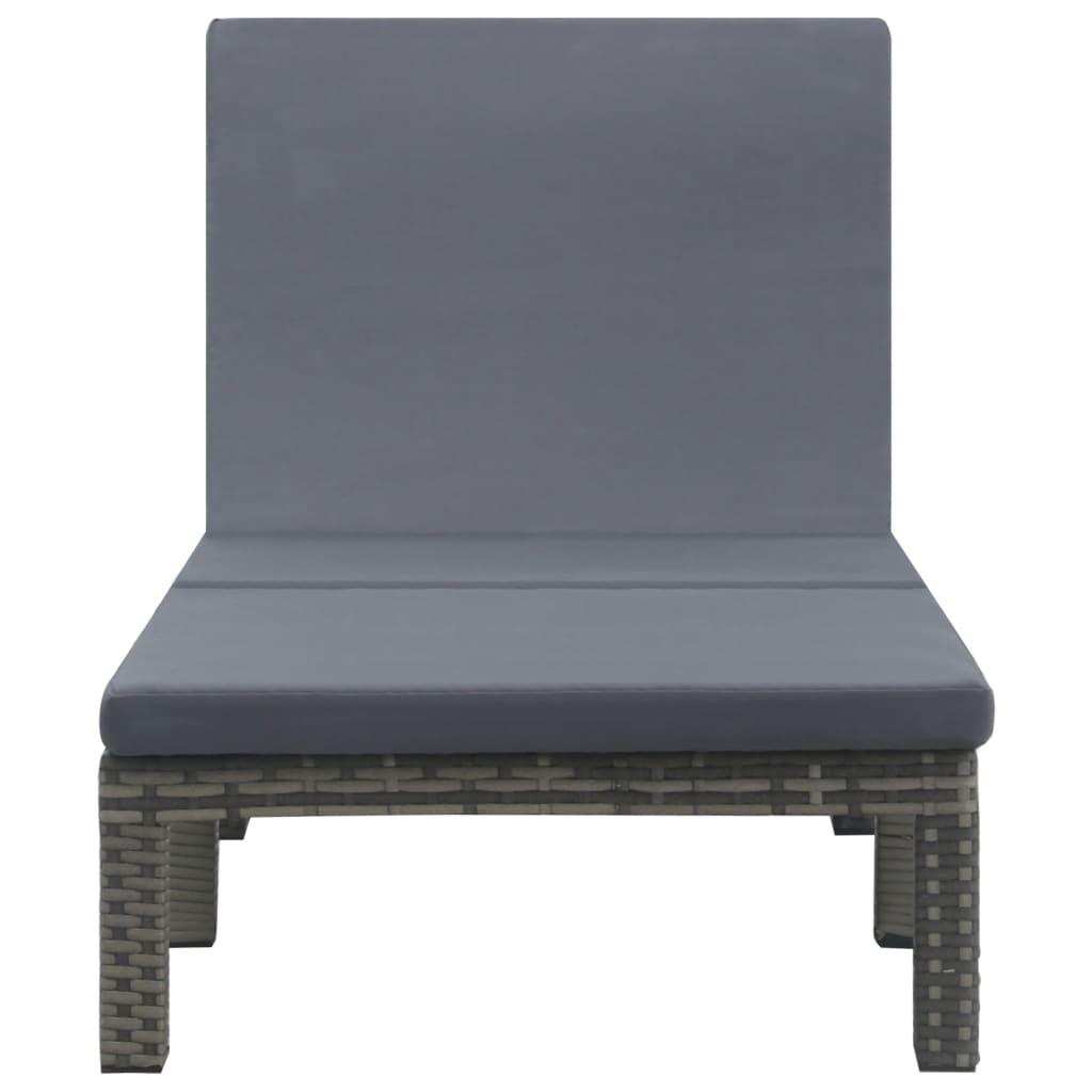 Sonnenliege mit Auflage Poly Rattan Anthrazit - Pazzar.ch