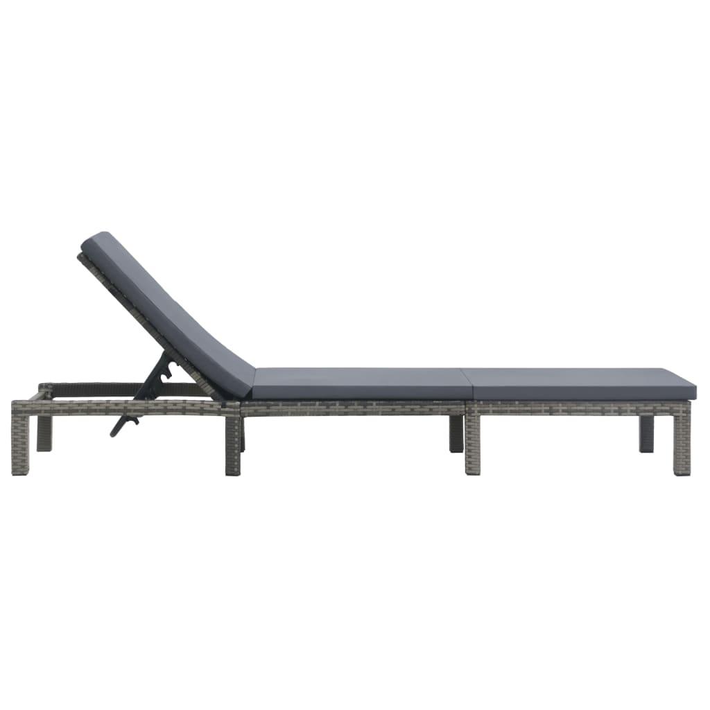Sonnenliege mit Auflage Poly Rattan Anthrazit - Pazzar.ch