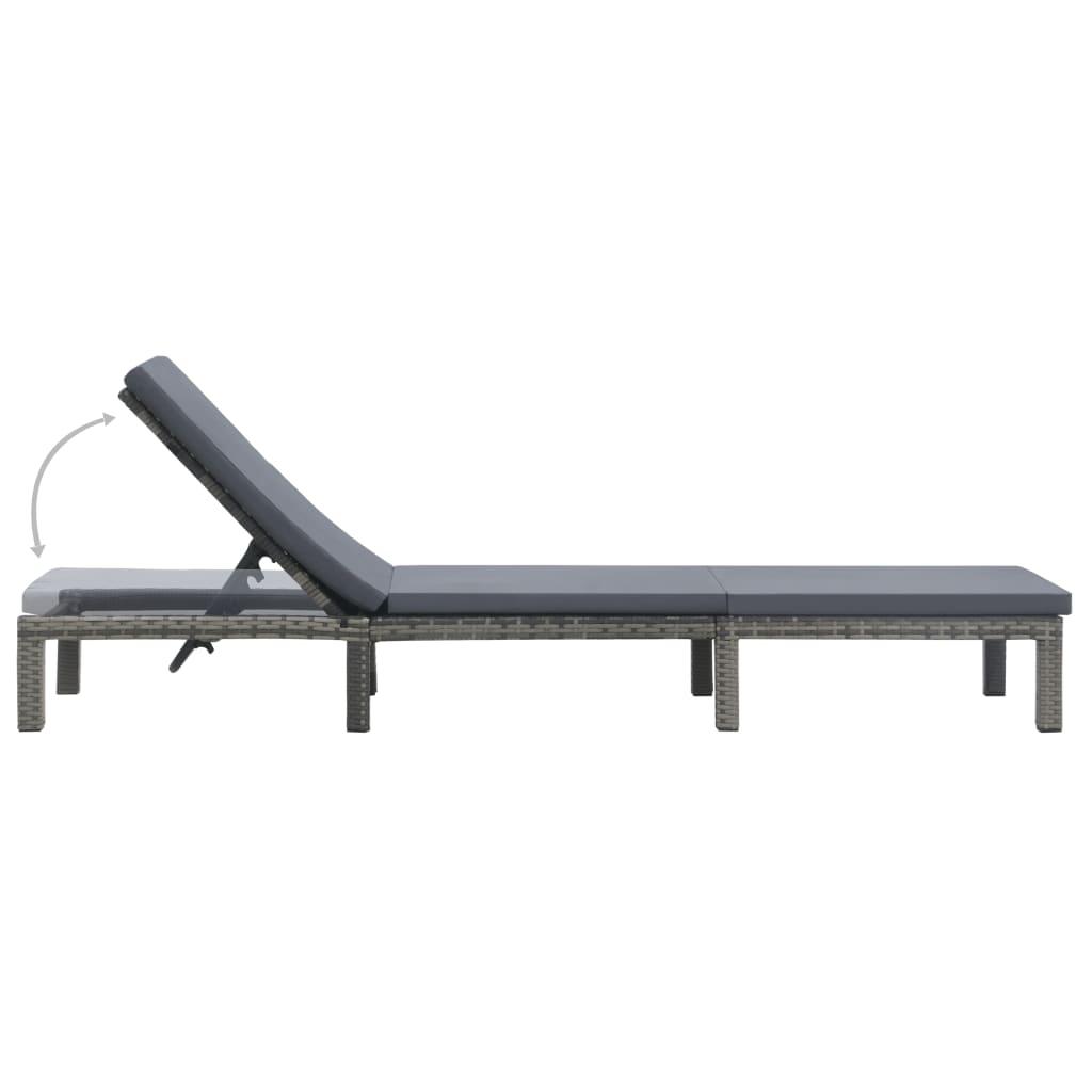 Sonnenliege mit Auflage Poly Rattan Anthrazit - Pazzar.ch