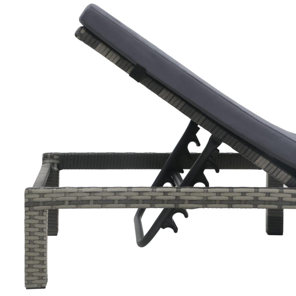 Sonnenliege mit Auflage Poly Rattan Anthrazit - Pazzar.ch