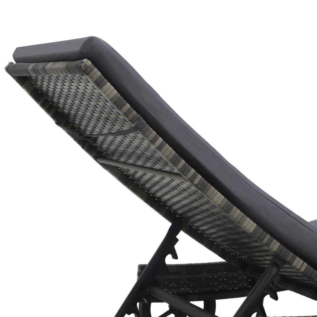 Sonnenliege mit Rollen und Auflage Poly Rattan Anthrazitgrau - Pazzar.ch