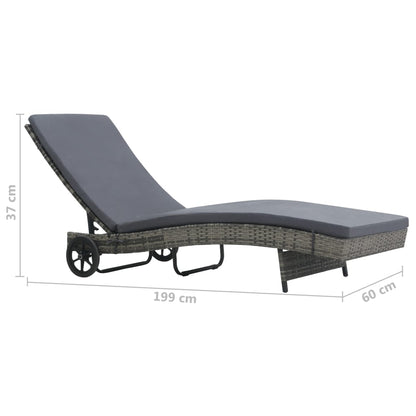 Sonnenliege mit Rollen und Auflage Poly Rattan Anthrazitgrau - Pazzar.ch