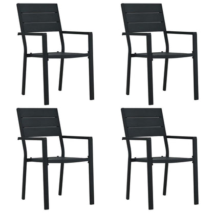 Gartenstühle 4 Stk. Schwarz HDPE Holz-Optik - Pazzar.ch