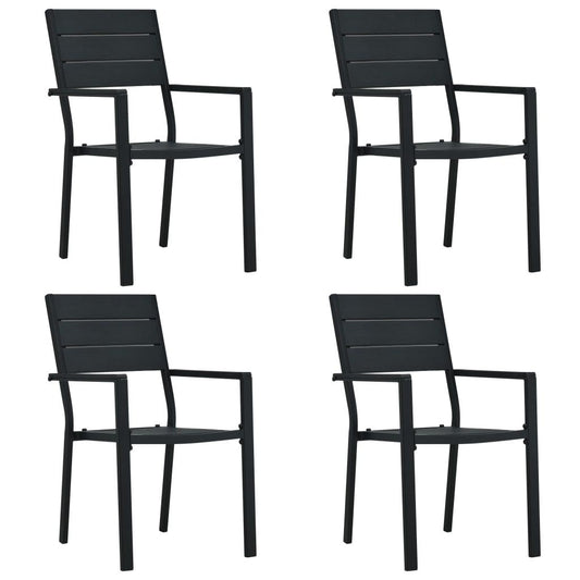 Gartenstühle 4 Stk. Schwarz HDPE Holz-Optik - Pazzar.ch