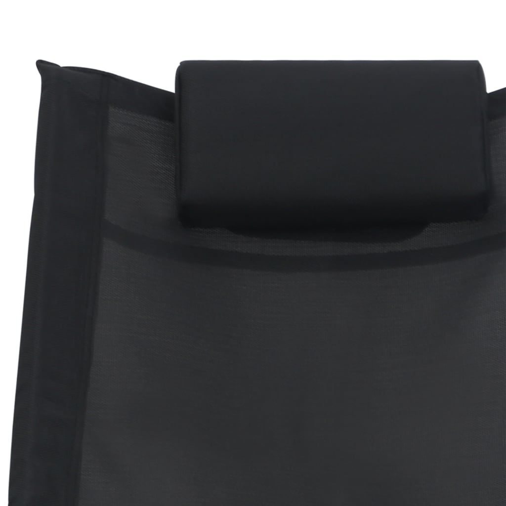 Sonnenliege mit Kissen Schwarz Textilene - Pazzar.ch