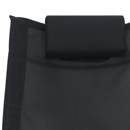 Sonnenliege mit Kissen Schwarz Textilene - Pazzar.ch