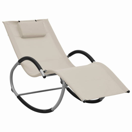 Sonnenliege mit Kissen Creme Textilene - Pazzar.ch