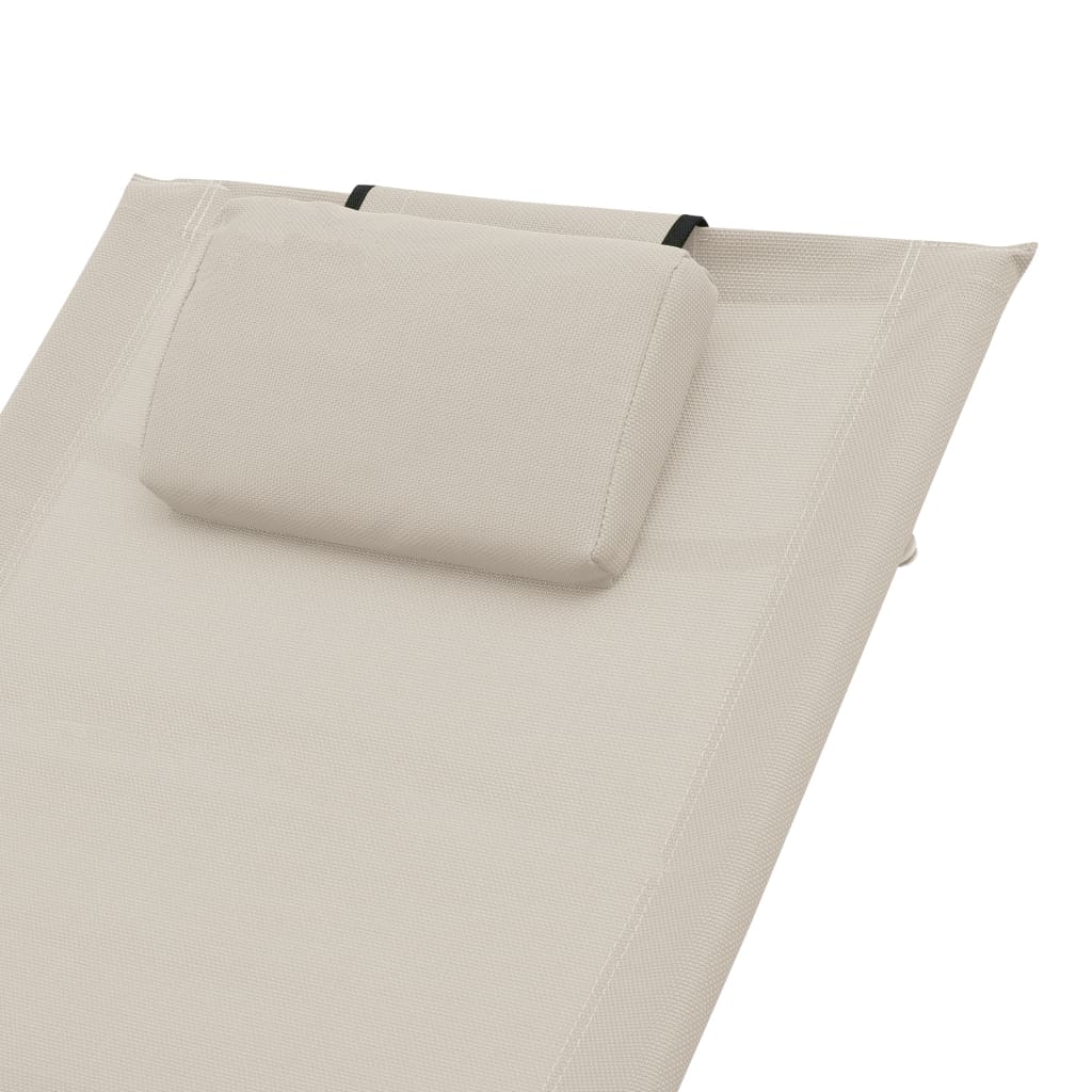 Sonnenliege mit Kissen Creme Textilene - Pazzar.ch