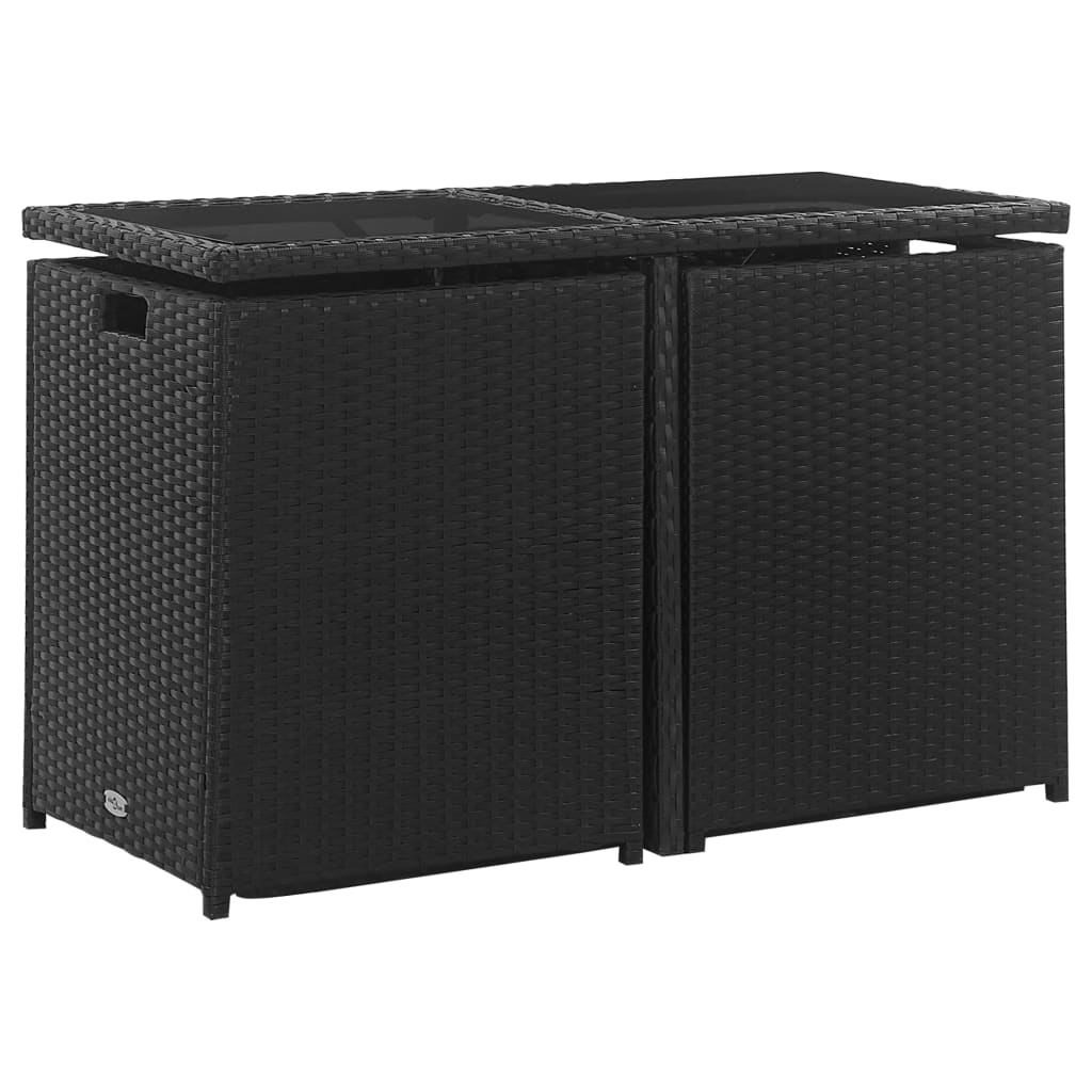 3-tlg. Garten-Essgruppe mit Auflagen Poly Rattan Schwarz - Pazzar.ch