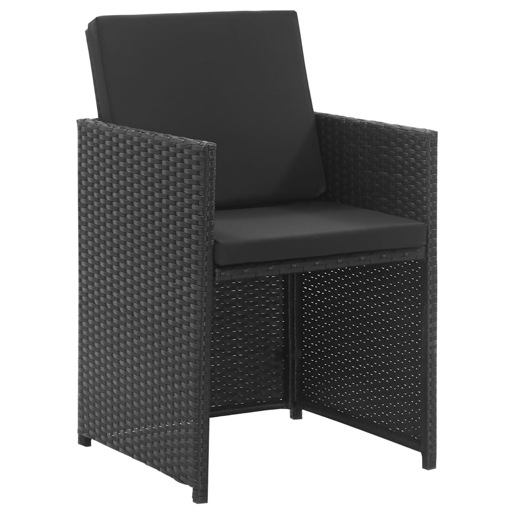 3-tlg. Garten-Essgruppe mit Auflagen Poly Rattan Schwarz - Pazzar.ch