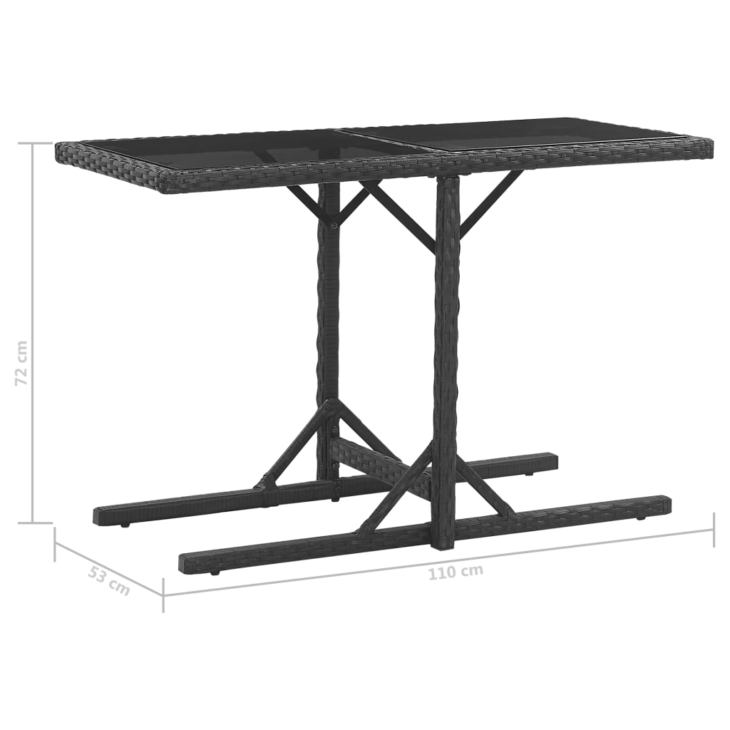 3-tlg. Garten-Essgruppe mit Auflagen Poly Rattan Schwarz - Pazzar.ch