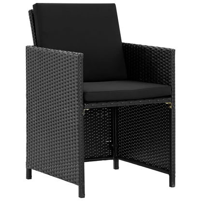 9-tlg. Garten-Essgruppe mit Auflagen Poly Rattan Schwarz - Pazzar.ch