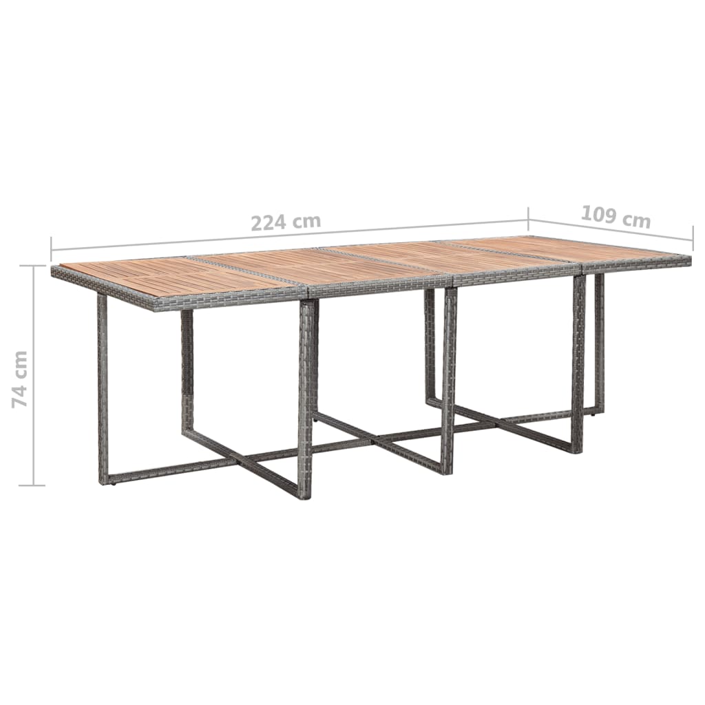 13-tlg. Garten-Essgruppe mit Kissen Poly Rattan Anthrazit