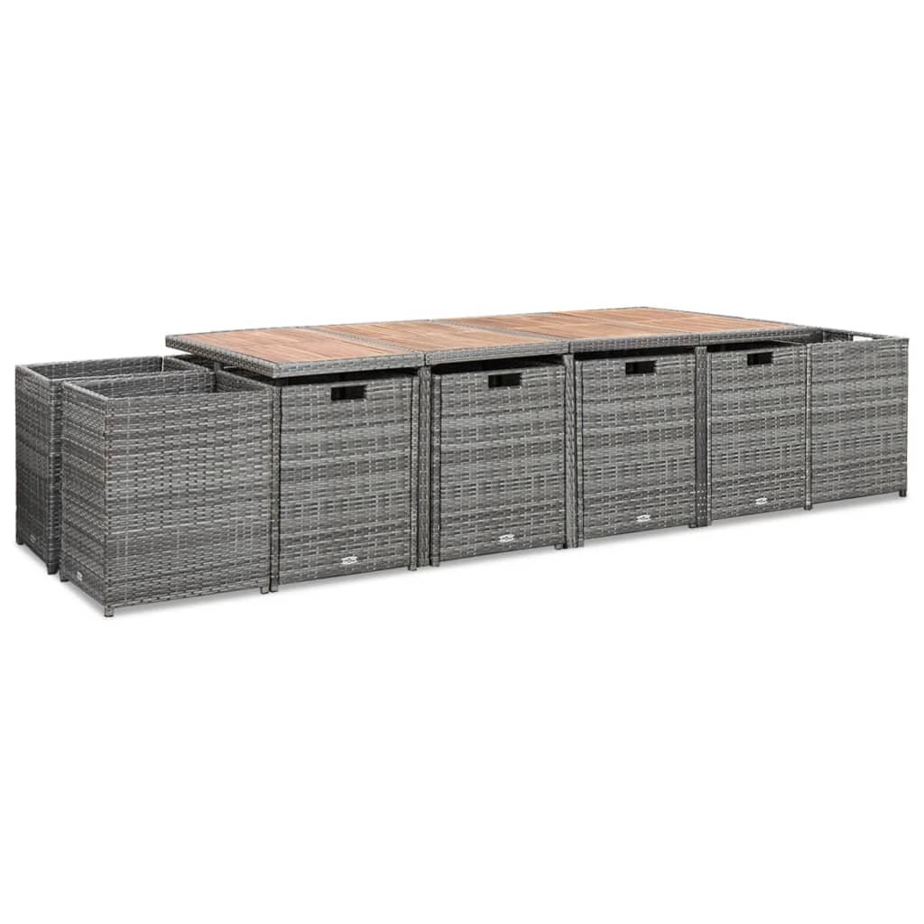 13-tlg. Garten-Essgruppe mit Kissen Poly Rattan Anthrazit - Pazzar.ch