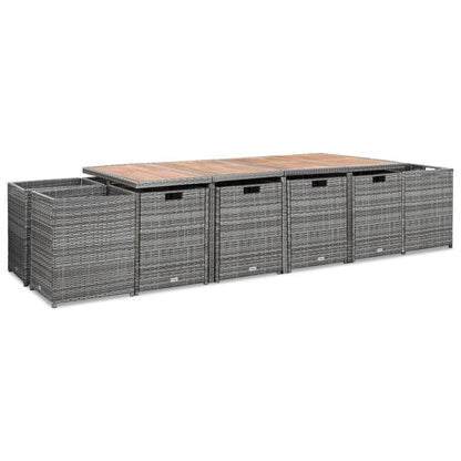 13-tlg. Garten-Essgruppe mit Kissen Poly Rattan Anthrazit - Pazzar.ch
