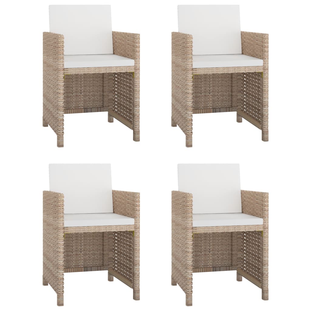 5-tlg. Garten-Essgruppe mit Auflagen Poly Rattan Beige