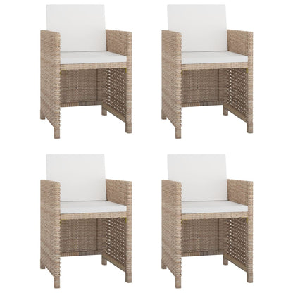 5-tlg. Garten-Essgruppe mit Auflagen Poly Rattan Beige - Pazzar.ch