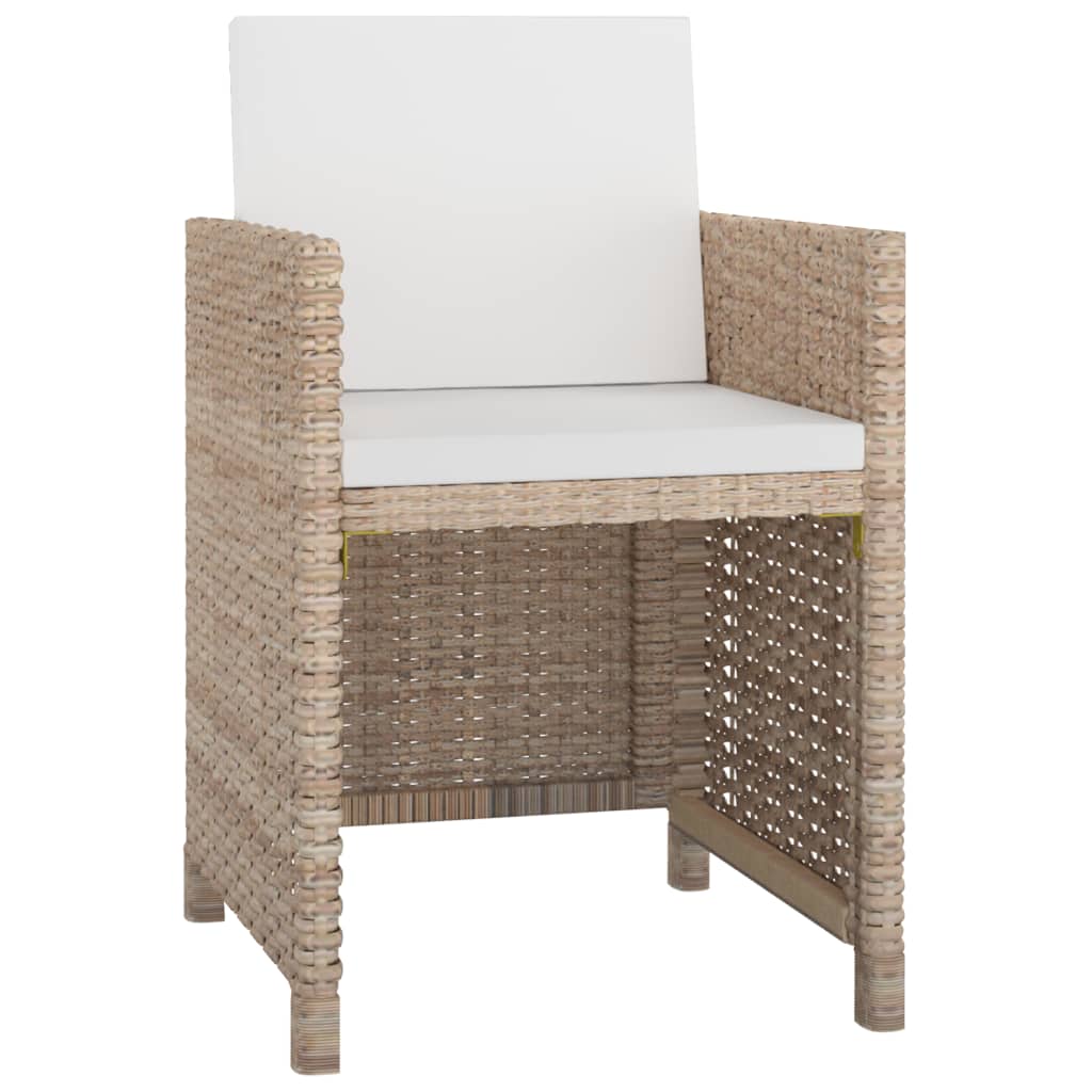 5-tlg. Garten-Essgruppe mit Auflagen Poly Rattan Beige