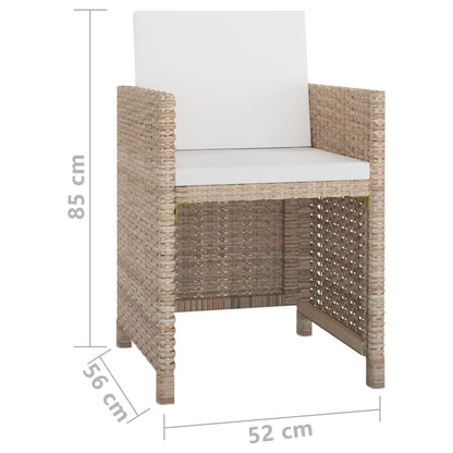 5-tlg. Garten-Essgruppe mit Auflagen Poly Rattan Beige - Pazzar.ch