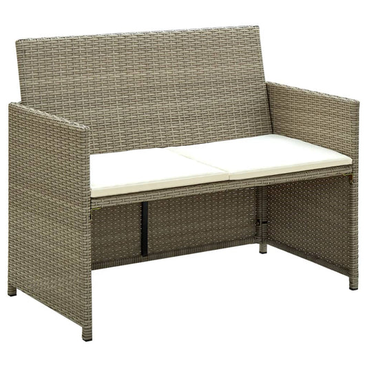 2-Sitzer-Gartensofa mit Polstern Beige Poly Rattan - Pazzar.ch