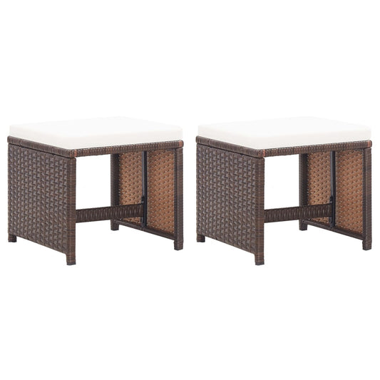 Gartenhocker 2 Stk. mit Sitzkissen Poly Rattan Braun - Pazzar.ch