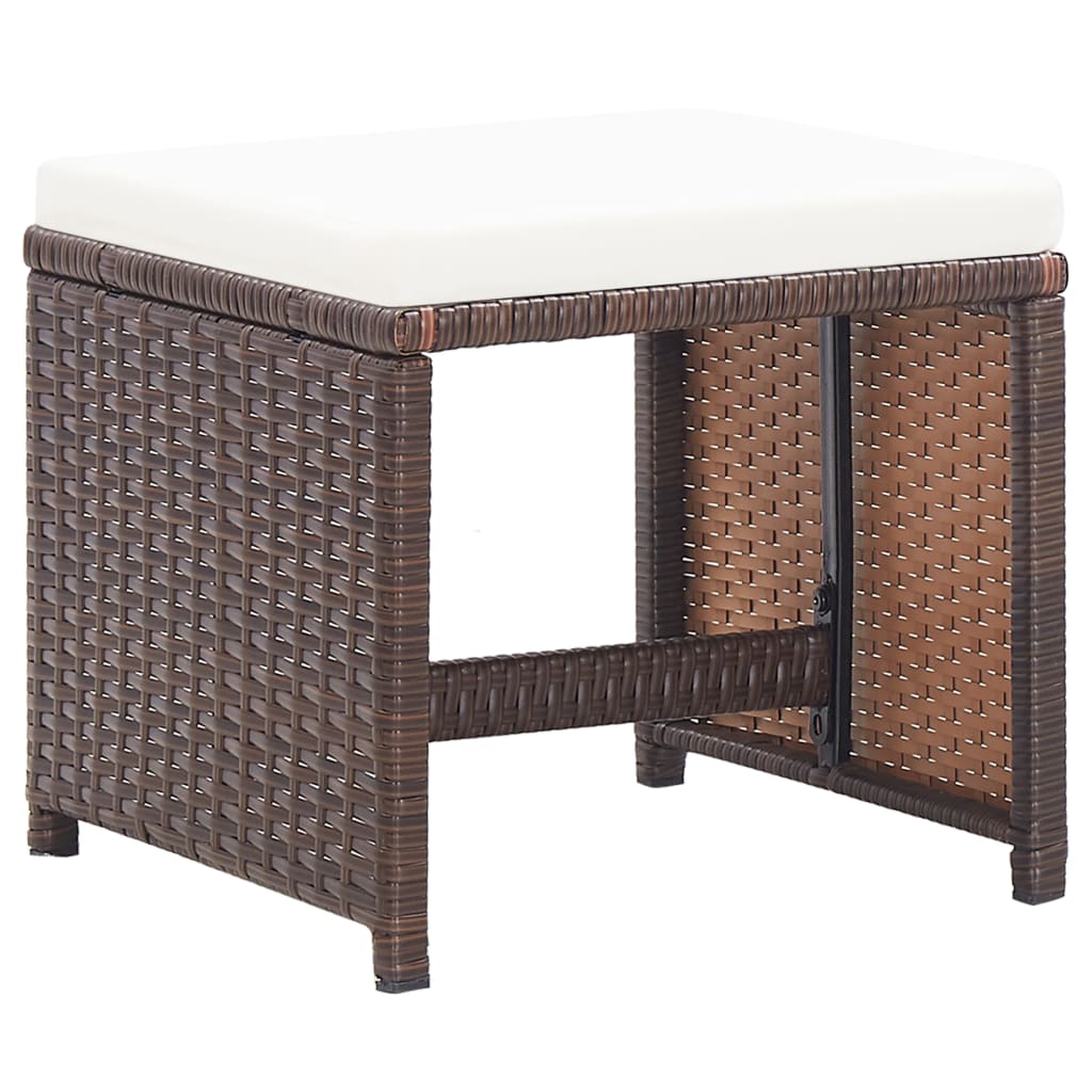 Gartenhocker 2 Stk. mit Sitzkissen Poly Rattan Braun - Pazzar.ch