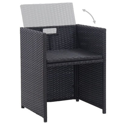15-tlg. Garten-Essgruppe mit Kissen Poly Rattan Schwarz - Pazzar.ch
