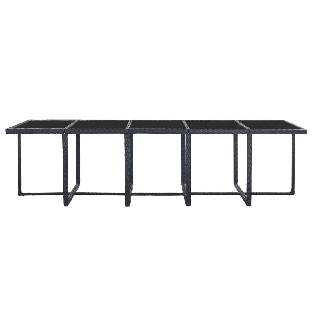15-tlg. Garten-Essgruppe mit Kissen Poly Rattan Schwarz - Pazzar.ch