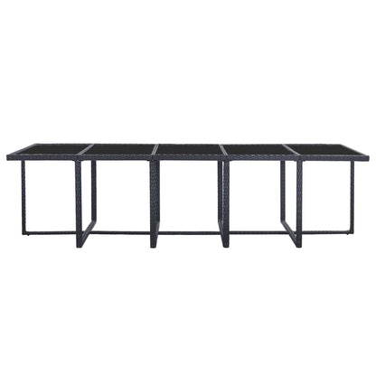 15-tlg. Garten-Essgruppe mit Kissen Poly Rattan Schwarz - Pazzar.ch