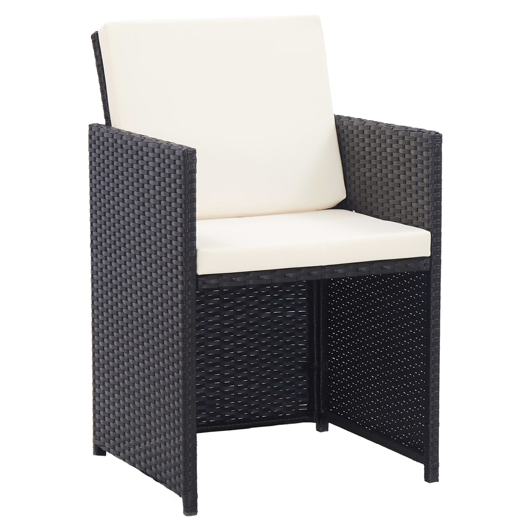 15-tlg. Garten-Essgruppe mit Kissen Poly Rattan Schwarz - Pazzar.ch