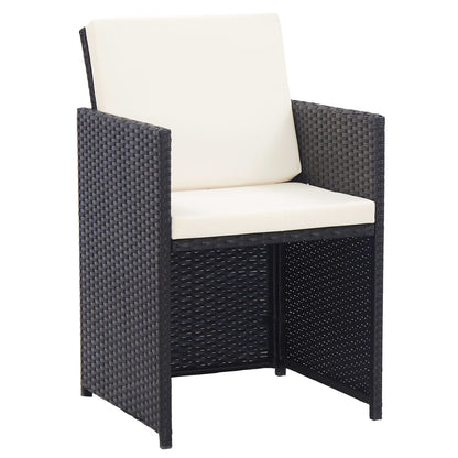 15-tlg. Garten-Essgruppe mit Kissen Poly Rattan Schwarz - Pazzar.ch