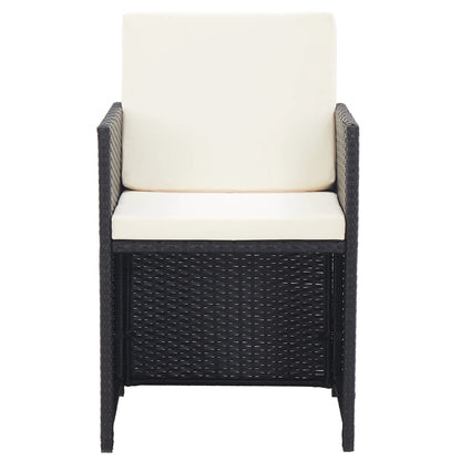15-tlg. Garten-Essgruppe mit Kissen Poly Rattan Schwarz - Pazzar.ch