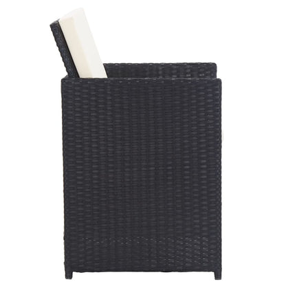 15-tlg. Garten-Essgruppe mit Kissen Poly Rattan Schwarz - Pazzar.ch