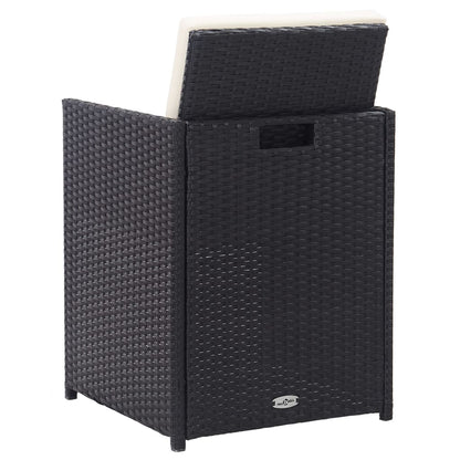 15-tlg. Garten-Essgruppe mit Kissen Poly Rattan Schwarz - Pazzar.ch