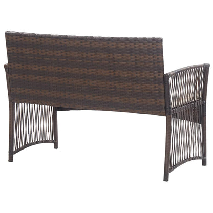 4-tlg. Garten-Lounge-Set mit Auflage Poly Rattan Braun - Pazzar.ch