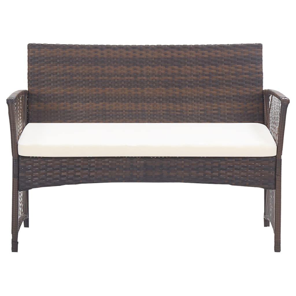 4-tlg. Garten-Lounge-Set mit Auflage Poly Rattan Braun - Pazzar.ch