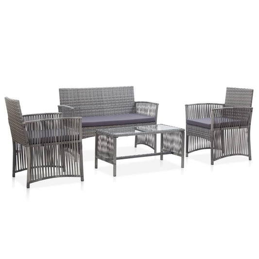 4-tlg. Garten-Lounge-Set mit Auflage Poly Rattan Anthrazit - Pazzar.ch
