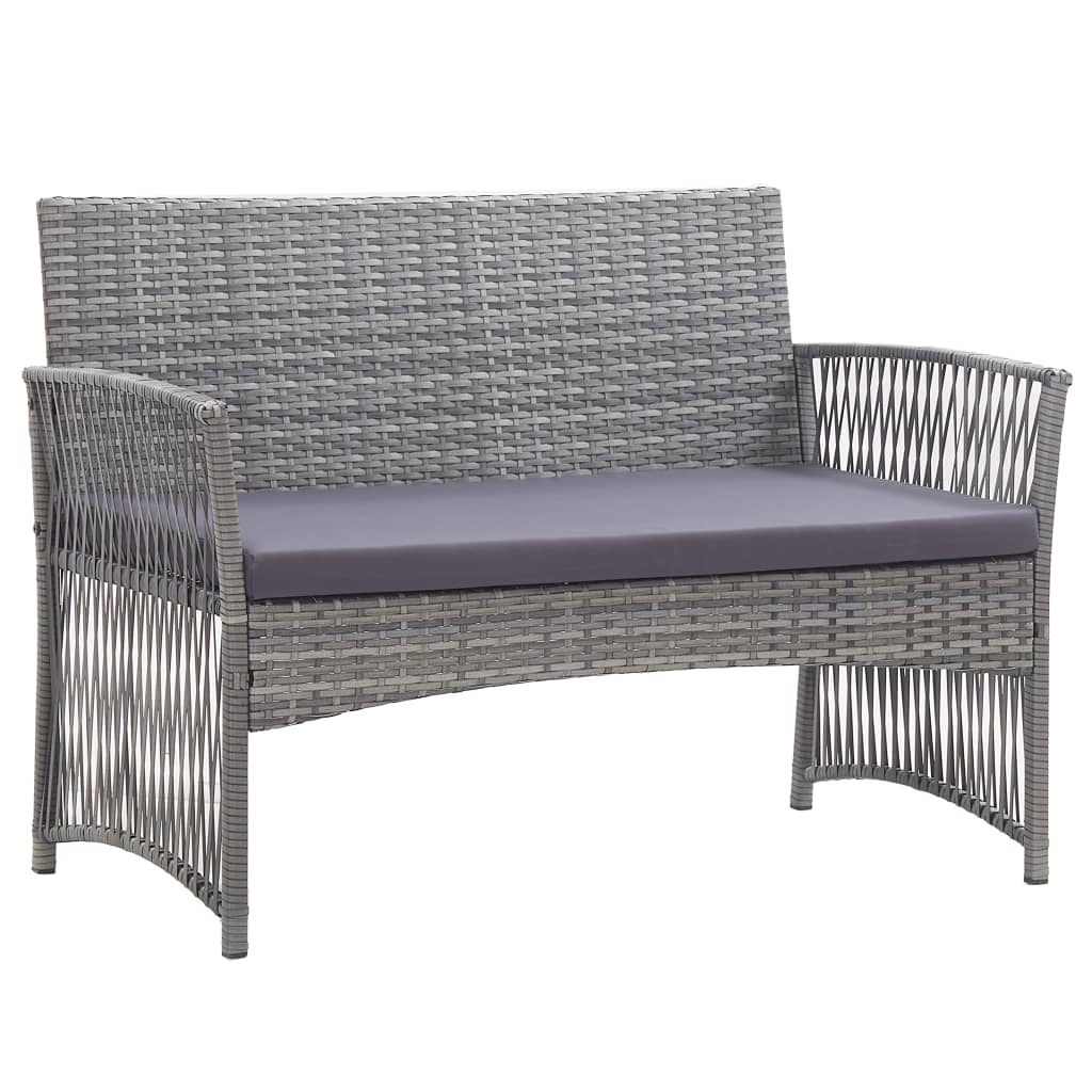 4-tlg. Garten-Lounge-Set mit Auflage Poly Rattan Anthrazit - Pazzar.ch