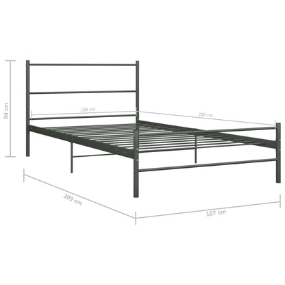 Bettgestell Grau Metall 100 × 200 cm - Pazzar.ch
